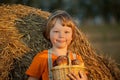 Boy with basket of buns Royalty Free Stock Photo