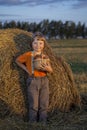 Boy with basket of buns Royalty Free Stock Photo