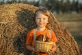 Boy with basket of buns i Royalty Free Stock Photo