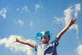Boy on beach with big sunglasses enjoying the sun Royalty Free Stock Photo