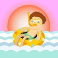 Boy on the beach Mascot cartoon great for any use. Vector EPS10.