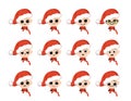 Boy with big eyes and different emotions in red Santa hat Royalty Free Stock Photo