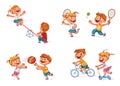 Children at the playground. Funny cartoon character Royalty Free Stock Photo
