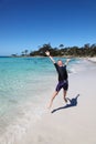 Boy at Binalong Bay - Bay of Fires - Tasmania Australia Royalty Free Stock Photo