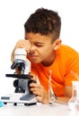 Boy and biology class Royalty Free Stock Photo