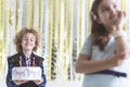 Boy with birthday cake Royalty Free Stock Photo