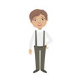 Boy In Black Pants With Suspenders Happy Schoolkid In School Uniform Standing And Smiling Cartoon Character Royalty Free Stock Photo