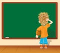 Boy and blackboard. (vector, CMYK)