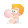 boy blowing balloon. Vector illustration decorative design Royalty Free Stock Photo