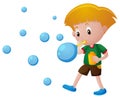 Boy blowing bubbles alone Royalty Free Stock Photo