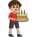 Boy Blowing Happy Birthday Cake Cartoon Clipart Royalty Free Stock Photo
