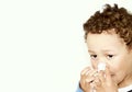 Boy blowing nose stock photo Royalty Free Stock Photo