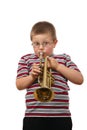 Boy Blowing Trumpet Royalty Free Stock Photo