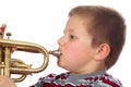 Boy Blowing Trumpet Royalty Free Stock Photo