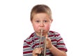 Boy Blowing Trumpet Royalty Free Stock Photo