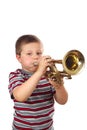 Boy Blowing Trumpet Royalty Free Stock Photo