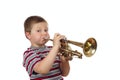 Boy Blowing Trumpet Royalty Free Stock Photo