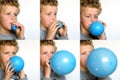 Boy blowing up Balloon Royalty Free Stock Photo