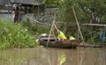 Boy on a boat at Mekong River Royalty Free Stock Photo