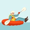 Boy Boating ,vector illustration , flat style Royalty Free Stock Photo