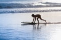 Boy with bodyboard have fun on sea beach Royalty Free Stock Photo