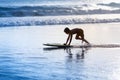 Boy with bodyboard have fun on sea beach Royalty Free Stock Photo