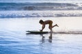 Boy with bodyboard have fun on sea beach Royalty Free Stock Photo