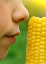 Boy with boiled gold corn