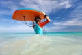 Boy with boogie board Royalty Free Stock Photo