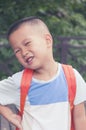 Boy with book bag Royalty Free Stock Photo