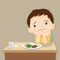 Boy bored with food Royalty Free Stock Photo