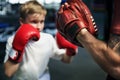 Boy Boxing Training Punch Mitts Exercise Concept Royalty Free Stock Photo