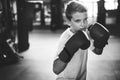 Boy Boxing Training Punching Bag Exercise Concept Royalty Free Stock Photo