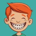 Boy with braces on teeth laughing with joy