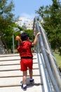 little boy on bridge Royalty Free Stock Photo