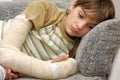 Boy with broken arm Royalty Free Stock Photo