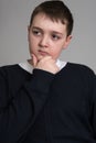 Boy brown hair European appearance Royalty Free Stock Photo