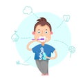 Boy brushing teeth.