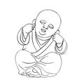 Boy Buddha art illustration black lines