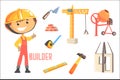 Boy Builder, Kids Future Dream Construction Worker Professional Occupation Illustration With Related To Profession