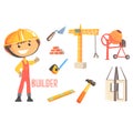 Boy Builder, Kids Future Dream Construction Worker Professional Occupation Illustration With Related To Profession