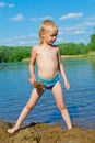 Boy builds a sand Royalty Free Stock Photo