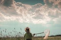 Boy with butterfly net Royalty Free Stock Photo