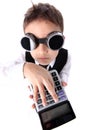 Boy with calculator Royalty Free Stock Photo