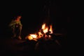 Boy camp fire Royalty Free Stock Photo