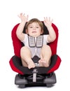 Boy in a car seat. Royalty Free Stock Photo
