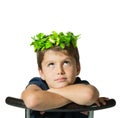 The boy in a carnival wearing a crown Royalty Free Stock Photo