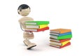 Boy carry pile books Royalty Free Stock Photo