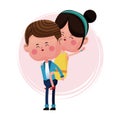 Boy carrying girl funny graphic