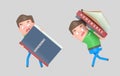 Boy carrying a homework book. 3d illustration Royalty Free Stock Photo